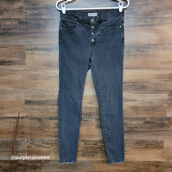 Madewell Jeans 28 Button Fly 9" Mid Rise Skinny Berkeley Wash H3026 Stretch - Picture 1 of 13